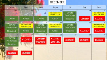 Trading Days Xmas 2024